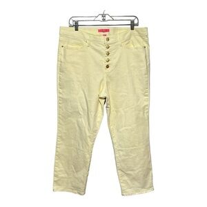 Lily Pulitzer South Ocean Jeans in Lemon Meringue High-Rise Straight Leg Size 16